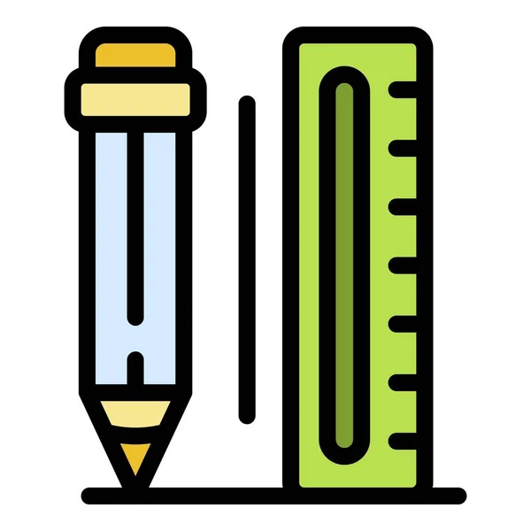 Stylo règle ingénieur icône couleur contour vecteur — Image vectorielle