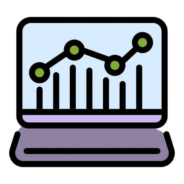 Engineer grafiek laptop pictogram kleur overzicht vector — Stockvector