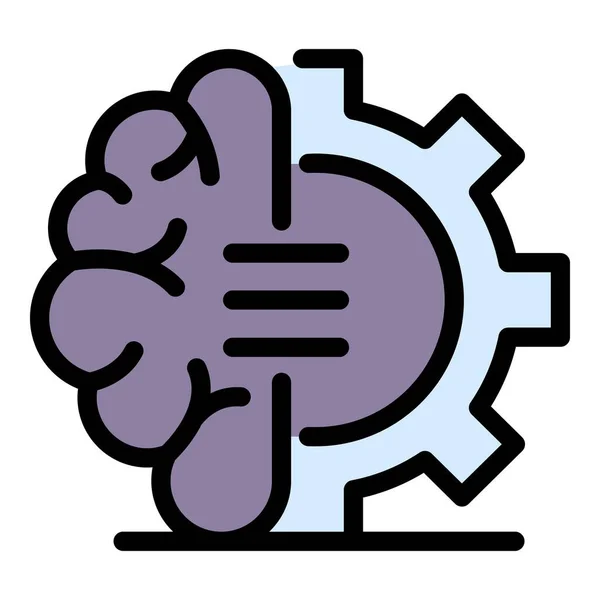 Hjärnkugghjul ikon färg kontur vektor — Stock vektor