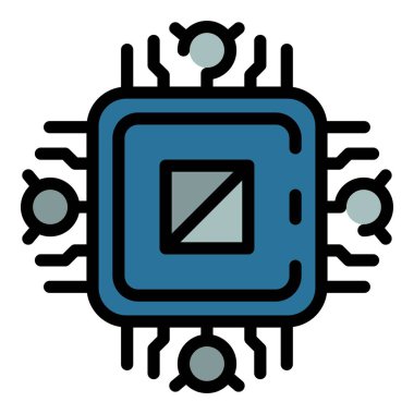 Radyo işlemci simgesi renk ana hatları vektörü