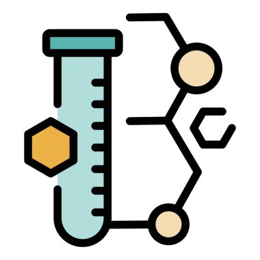 Tüp ve molekül simgesi renk ana hatları vektörü