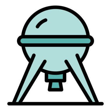 Sputnik simgesi renk ana hatları vektörü