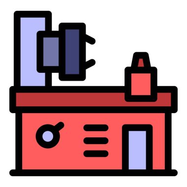 Cnc değirmen makinesi simgesi renk ana hatları vektörü