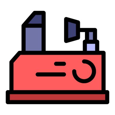 Mühendis değirmen makinesi simgesi renk ana hatları vektörü