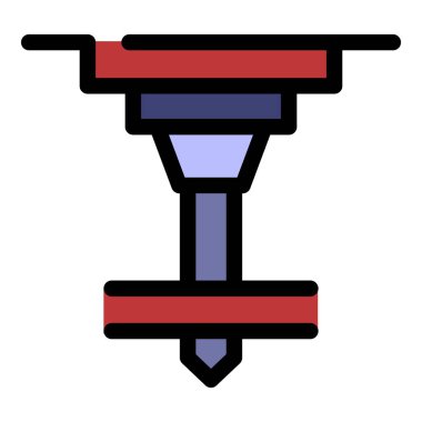 Mühendislik değirmen makinesi simgesi renk ana hatları vektörü