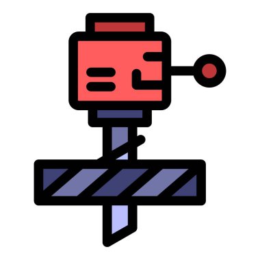 Değirmen makinesi simgesi renk ana hatları vektörü