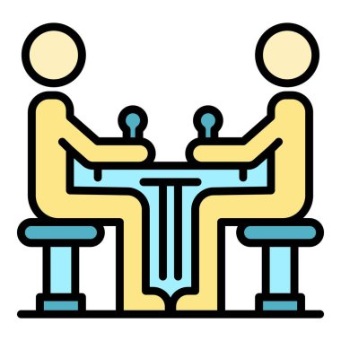 Bilek güreşi simgesi renk ana hatları vektörü