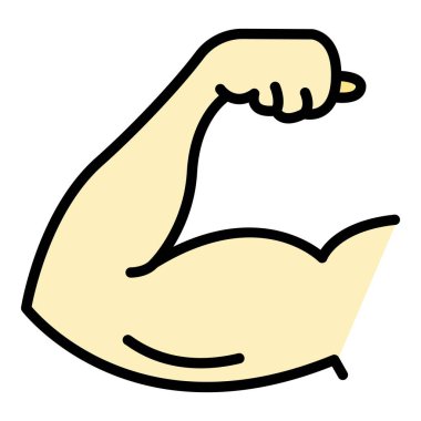İnsan biceps simge renk ana hatları vektörü