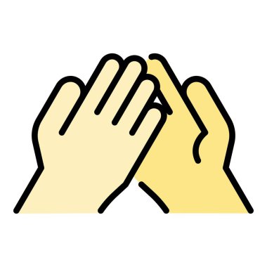 El sıkışma güreşi simgesi renk ana hatları vektörü