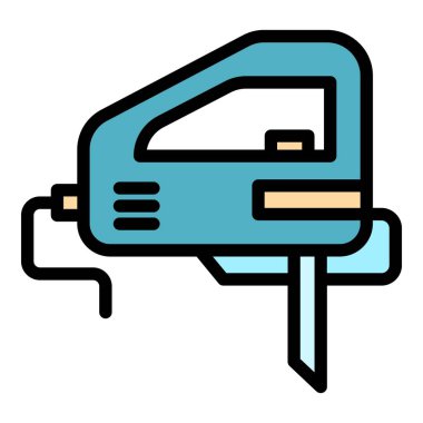 Elektrikli testere simgesi renk ana hatları vektörü