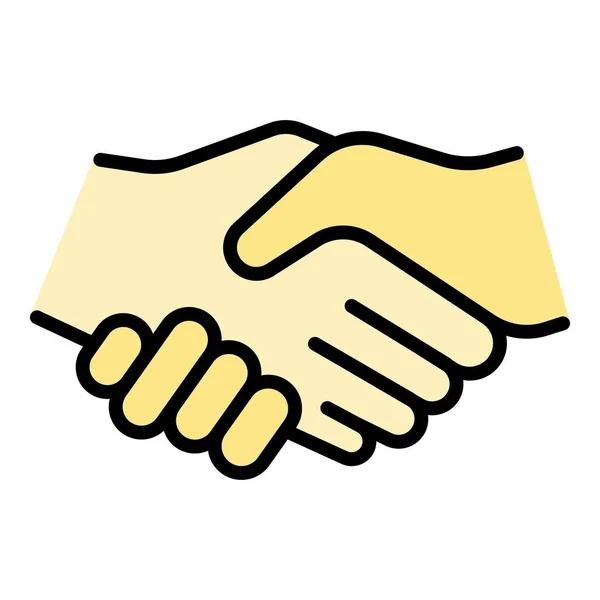 Gesto handshake ícone cor contorno vetor —  Vetores de Stock