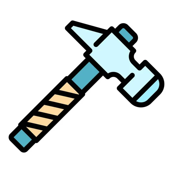 Schreiner Hammer Symbol Farbe Umrissvektor — Stockvektor