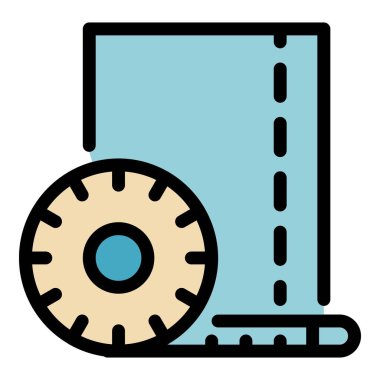 Tekstil ölçüm simgesi renk ana hatları vektörü