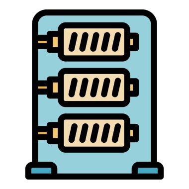 Tekstil üretimi ayakta simge rengi ana hatları vektörü