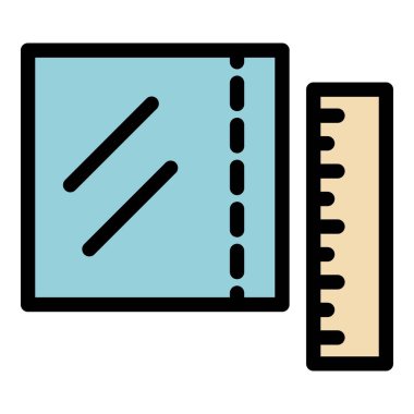 Tekstil ölçüm simgesi renk ana hatları vektörü