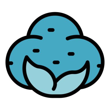 Pamuk bitki simgesi renk ana hatları vektörü