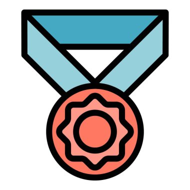 Ayrıntılı eğitim madalyası ikonu renk ana hatları vektörü