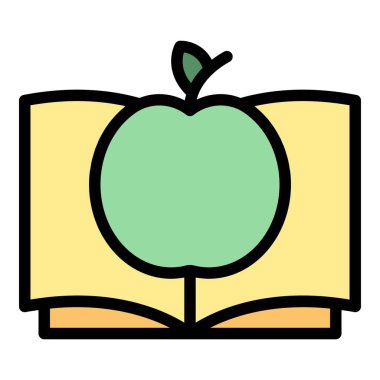 Özel eğitim açık kitap simgesi renk ana hatları vektörü