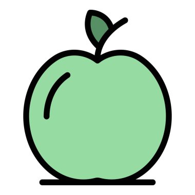 Özel eğitim elması meyve ikonu renk ana hatları vektörü