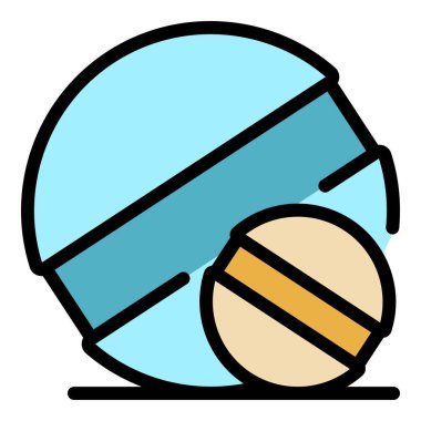 Sindirim yuvarlak hap ikonu renk ana hatları vektörü