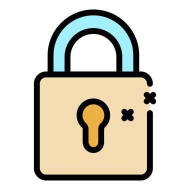 Kilitli sindirim simgesi renk ana hatları vektörü