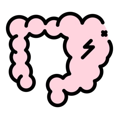 Hızlı bağırsak sindirim simgesi renk ana hatları vektörü