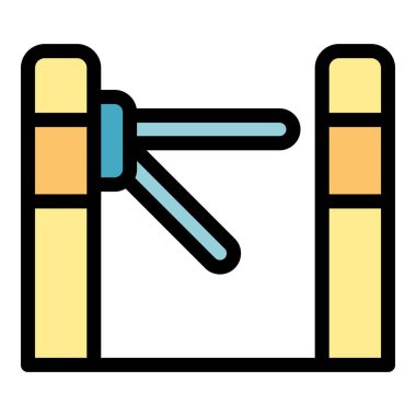 Giriş turnikesi simgesi renk ana hatları vektörü