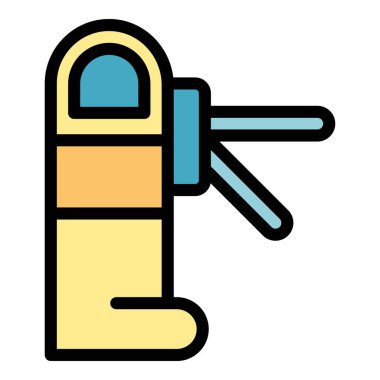 Metro turnikesi simgesi renk ana hatları vektörü