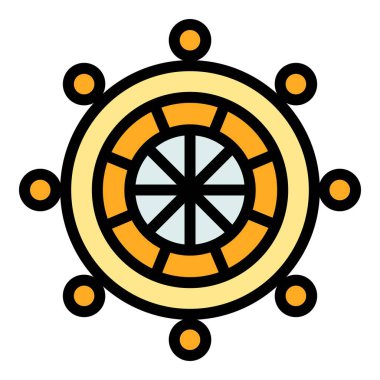 Gemi tekeri simgesi renk ana hatları vektörü