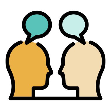 İnsanlar simge renk ana hatları vektörüyle sohbet ederler