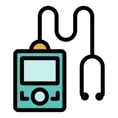 Müzik çalar simgesi renk ana hatları vektörü