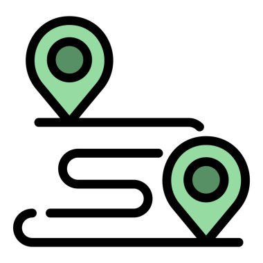 Harita simgesi renk ana hatları vektörü çalışıyor