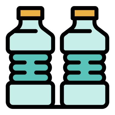Su şişeleri simge rengi ana hatları vektörü