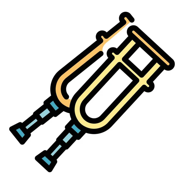 Medical crutches icon color outline vector — Stock Vector