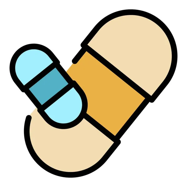Digestione capsula pillola icona colore contorno vettore — Vettoriale Stock