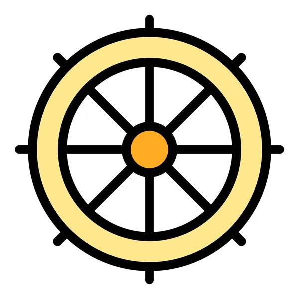 Crucero icono de la rueda vector contorno de color — Vector de stock