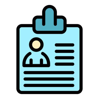 Kişisel veri tahtası simgesi renk ana hatları vektörü