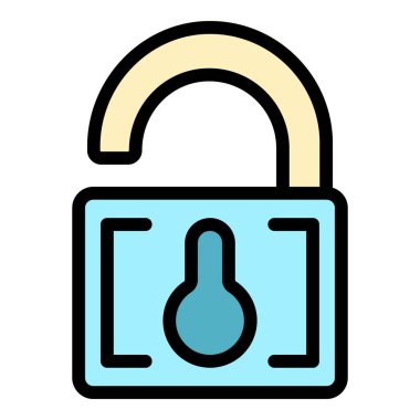 Güvensiz kişisel veri simgesi renk ana hatları vektörü