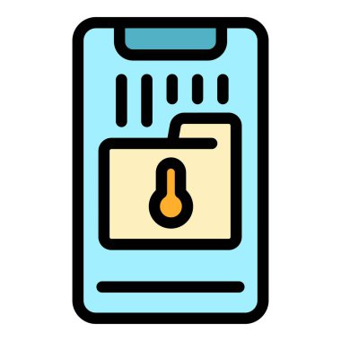 Güvenli akıllı telefon dizin ikonu renk ana hatları vektörü