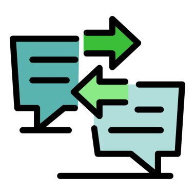 Sohbet yeteneği simgesi renk ana hatları vektörü