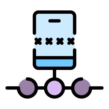 Smartphone kimlik doğrulama simgesi renk dış hat vektörü