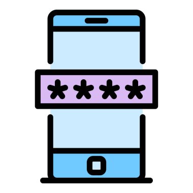 Smartphone kimlik doğrulama simgesi renk dış hat vektörü