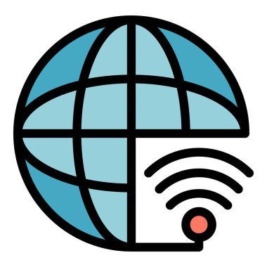 Genel uluslararası uzaktan erişim simgesi renk ana hatları vektörü