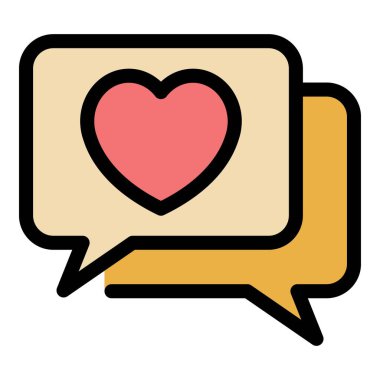 Kadın sohbet güçlendirme simgesi renk ana hatları vektörü