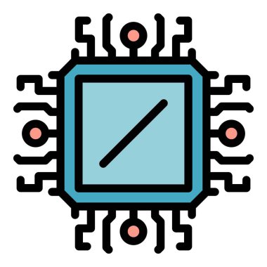 İşletim sistemi modern işlemci simgesi renk ana hatları vektörü