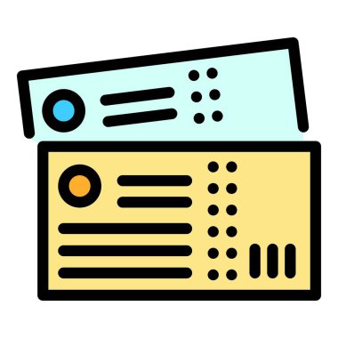 Akıllı otobüs bileti simgesi renk ana hatları vektörü