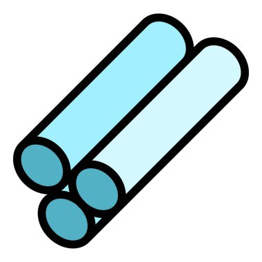 Metalurji boruları simgesi renk ana hatları vektörü