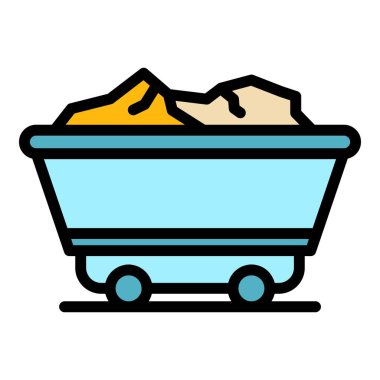 Metalurji wagon simgesi renk ana hatları vektörü