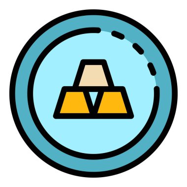 Altın çubuklar çemberi renk ana hatları vektörü