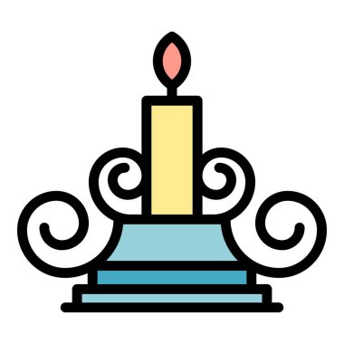 Demirci mum standı simgesi renk ana hatları vektörü